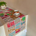 ATRANGI STUDIO Patchwork Table Runner | Traditional Rajasthani Khambadiya Craft | Handmade Dining Table Runner for Home Decor | Colourful Dining Setup | 16x72 Inch, White