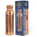 Indian Art Villa Copper Water Bottle, Dark Embossed Design, Ayurvedic Health Benefits, Brown (900 ml/0.9 Litre)