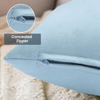 Yellow Weaves Cotton Canvas Decorative Cushion Covers, (16 X 16 Inches), Set of 2, Muted Blue