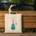 snapiq COTTON 350 GSM Canvas Tote Bag for Women and Girls Thick Fabric with Zipper (Beige, Guitar1)