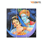 VIBECRAFTS 3 Pieces Radha Krishna Canvas Wall Painting Fitted With Wooden Frame For Home | Office | Living Room | Gifts (PTVC3Pcs1_9546)