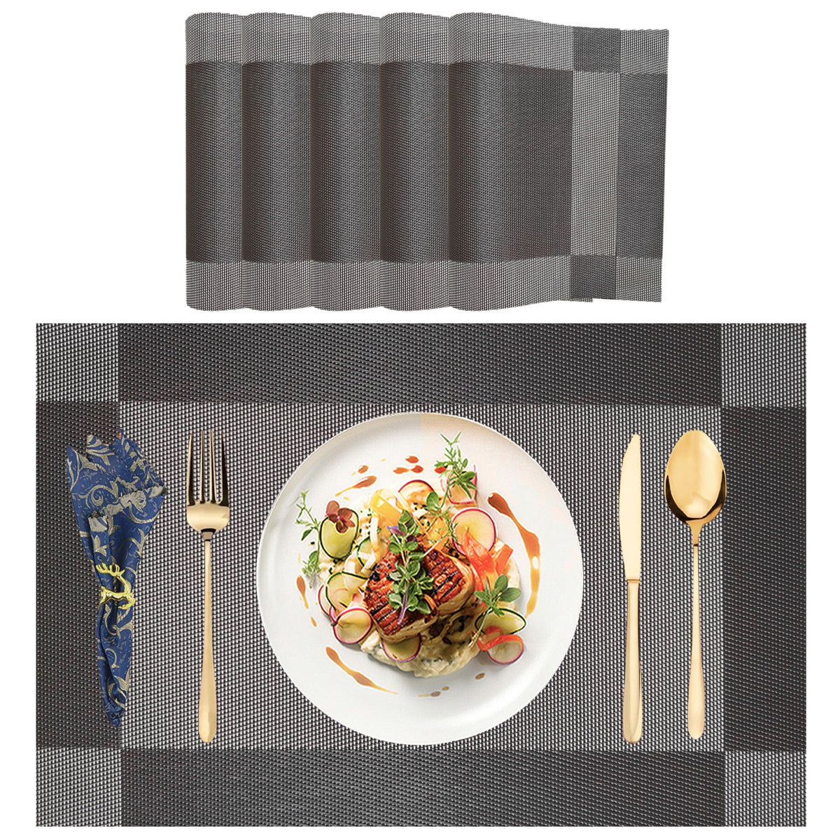 SLEEKBODE™ Dining Table Mats 6 Pieces Waterproof | Placemats for Dining Table | Heat Resistant Mats for Dining Table Accessories | Bed Side Table Mats | Table Placemats | Dining Table Cover | Foodmat Kafalo