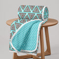 Divine Casa Modern Reversible Single Bed Dohar | 120 GSM Dual-Sided Microfiber Throw Blanket | Size 210 x 140 cm | Geometric | Turquoise Blue Kafalo