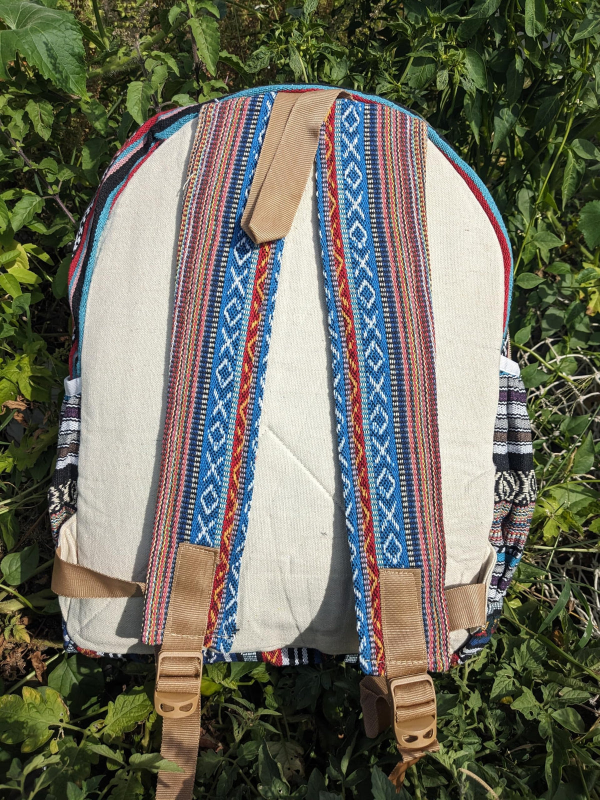 TRIBE The Boho Shop Hemp Cotton Blend Fabric Bag Sustainable Lightweight and Stylish Tote for All Purposes (Hemp Embroidery-02)
