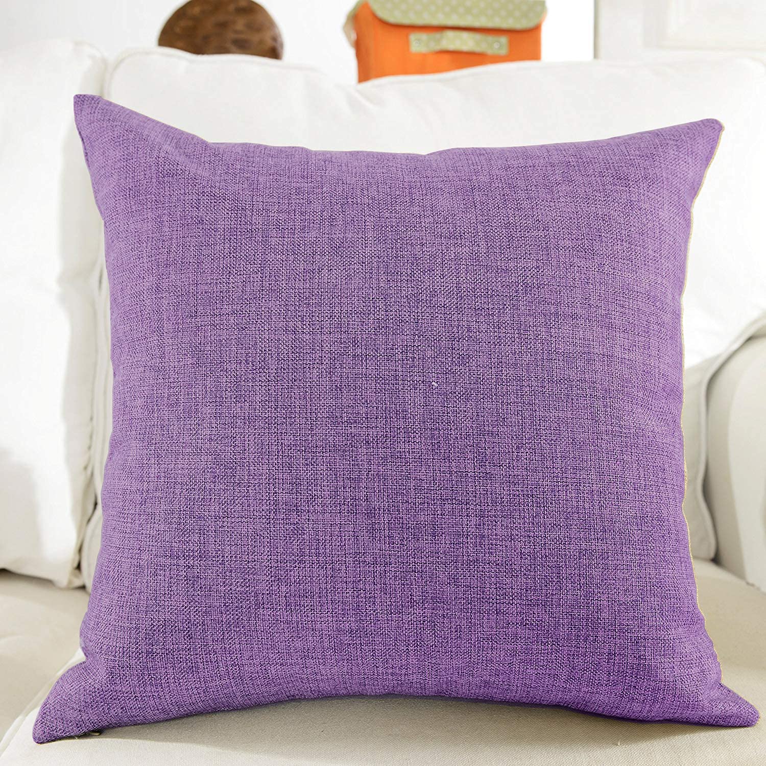 Khooti Jute Cushion Cover, Throw Pillow Cover for Couches, Chairs, Sofas, Beds, Coffee Tables, Living Rooms, Bedrooms, Modern Boho Design, 40 x 40 Inches / 100 x 100 cm | Onion | Set of 5
