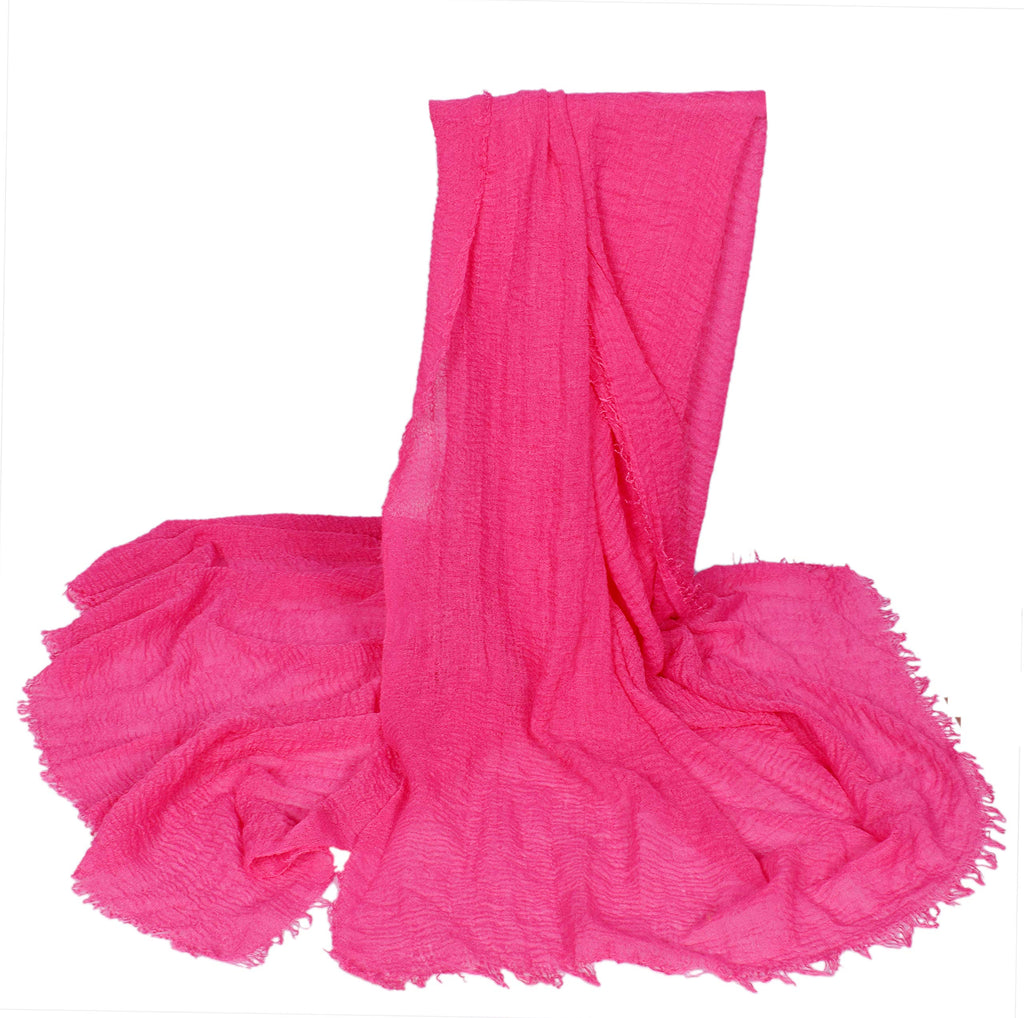 Iba & Isba Women's Plain Crinkled Scarves, Stoles, Hijabs (76 x 36 inch) (Hot Pink)