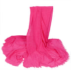 Iba & Isba Women's Plain Crinkled Scarves, Stoles, Hijabs (76 x 36 inch) (Hot Pink)