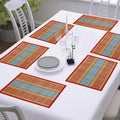 KalaTree Table Mats Set of 6 Handmade Reversible Heat Resistant | River Grass Dining Placemats Zero Plastic | Natural Madurkathi Eco Friendly | Rustic Boho Dcor | Cherry Red Six Mats Kafalo