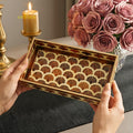 Swasha MDF Resin Decorative Tray, Set of 3, Ivory, Polished Finish, Rectangular, Modern Style, Nesting Serving Trays for Vanity and Dining (Brown Ivory)