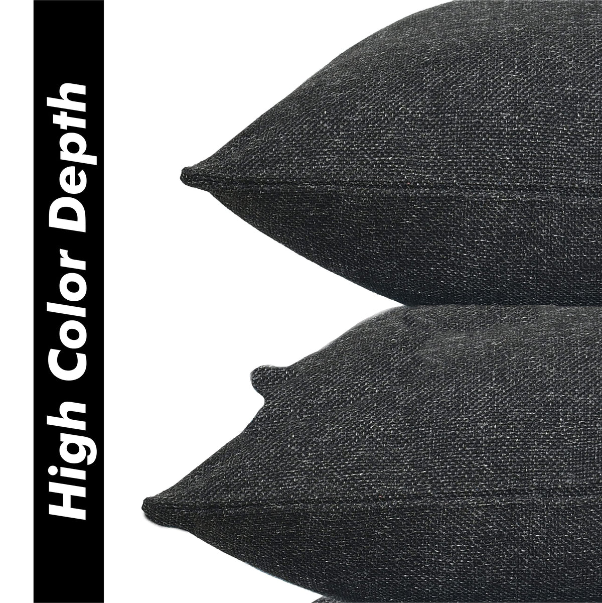 Yellow Weaves Jute Texture 250 TC Cushion Covers, 12 X 12 Inches, Black, Set Of 2