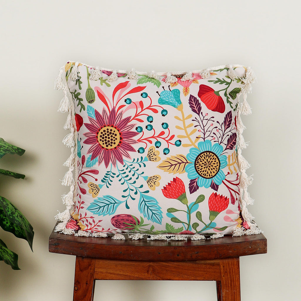 ishro home Premium Cushion Cover 16 inch x 16 inch | Set of 1 – Soft European Standard Fabric, Frill Design, Machine Washable | (1, Sun Garden, 16x16 Inch)