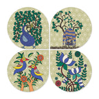 Artvibes Floral Animal Decorative Wall Art MDF Wooden Wall Hanger for Living Room | Modern Decoration Items | Festive Decor | Art Print | Paintings For Wall | Unique Gift Items (WH_8437N), Set of 4