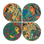 Artvibes Spiritual Decorative Wall Art MDF Wooden Wall Hanger for Living Room | Wall Sculpture | Signs & Plaques | Handcrafted Art | Wall Illustrations | Art For Wall | Gift Items (WH_8451N), Set of 4