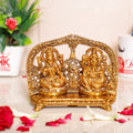 Prince Home Decor & Gifts White Metal Laxmi Ganesh Statue for Diwali Pujan Gold Plated with Agarwati Holder Diwali Offer