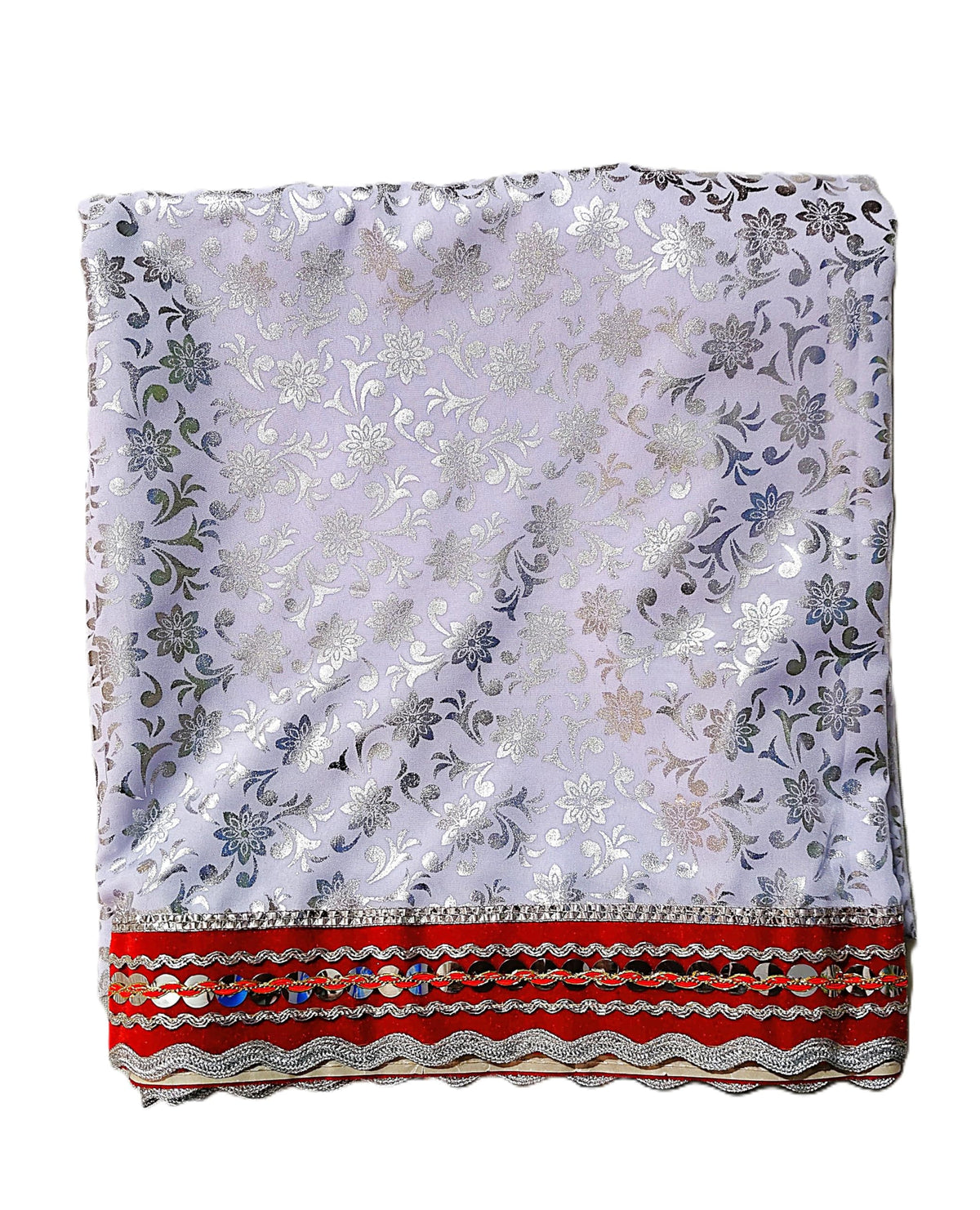 Lakshmi Maa Collection Rumala Sahib Double Set White with Red Beautiful gota (4 PEC.)