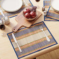 Encasa XO Handcrafted River Grass Table Placemats 4 Seater Blue Kafalo