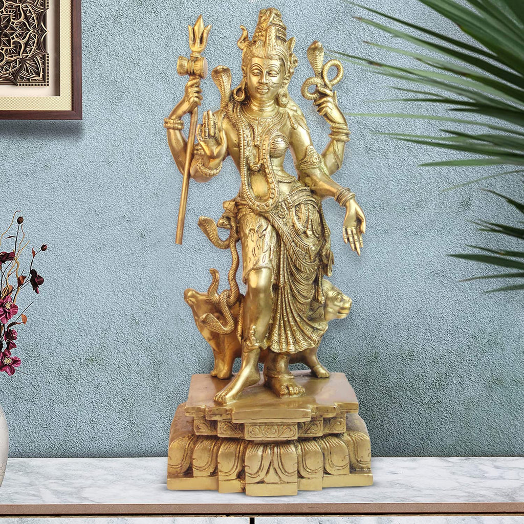 ARTVARKO Brass Big Size Ardhanarishvara Ardhnarishwar (Half Shiva & Parvati) | Ardhnari | Shiv Parvati Double Avatar | Shiv Parvati Idol 18 Inches