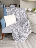 SASHAA WORLD Woven Diamond Pattern Throw Blanket | Throw for Living Room, Sofa and Bed Room | Navy & Grey Throw Blanket | 125x150 cm, Pack of 1 Kafalo