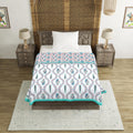 BLOCKS OF INDIA Hand Block Printed Cotton Single Size Reversible Malmal Dohar for Summer (Turq Patti) Kafalo