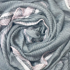 FAHABO Scarf Woman Pleated Cotton with Woven Border Scarves | Hijab Scarf | Headscarf | Neck Scarf | Stoles | Wraps (Light Grey)