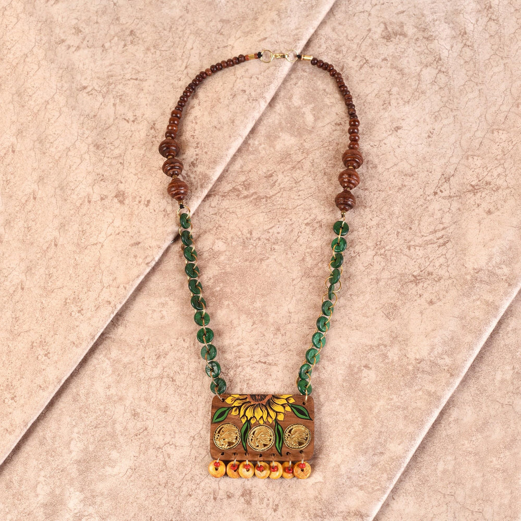 AAKRITI ART CREATIONS Indigo Wanderer Handcrafted Ethnic Necklace for Women | Boho Beaded Pendant | Boho Pendant Necklace for Women | Handmade Jewellery Gift
