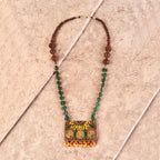 AAKRITI ART CREATIONS Indigo Wanderer Handcrafted Ethnic Necklace for Women | Boho Beaded Pendant | Boho Pendant Necklace for Women | Handmade Jewellery Gift