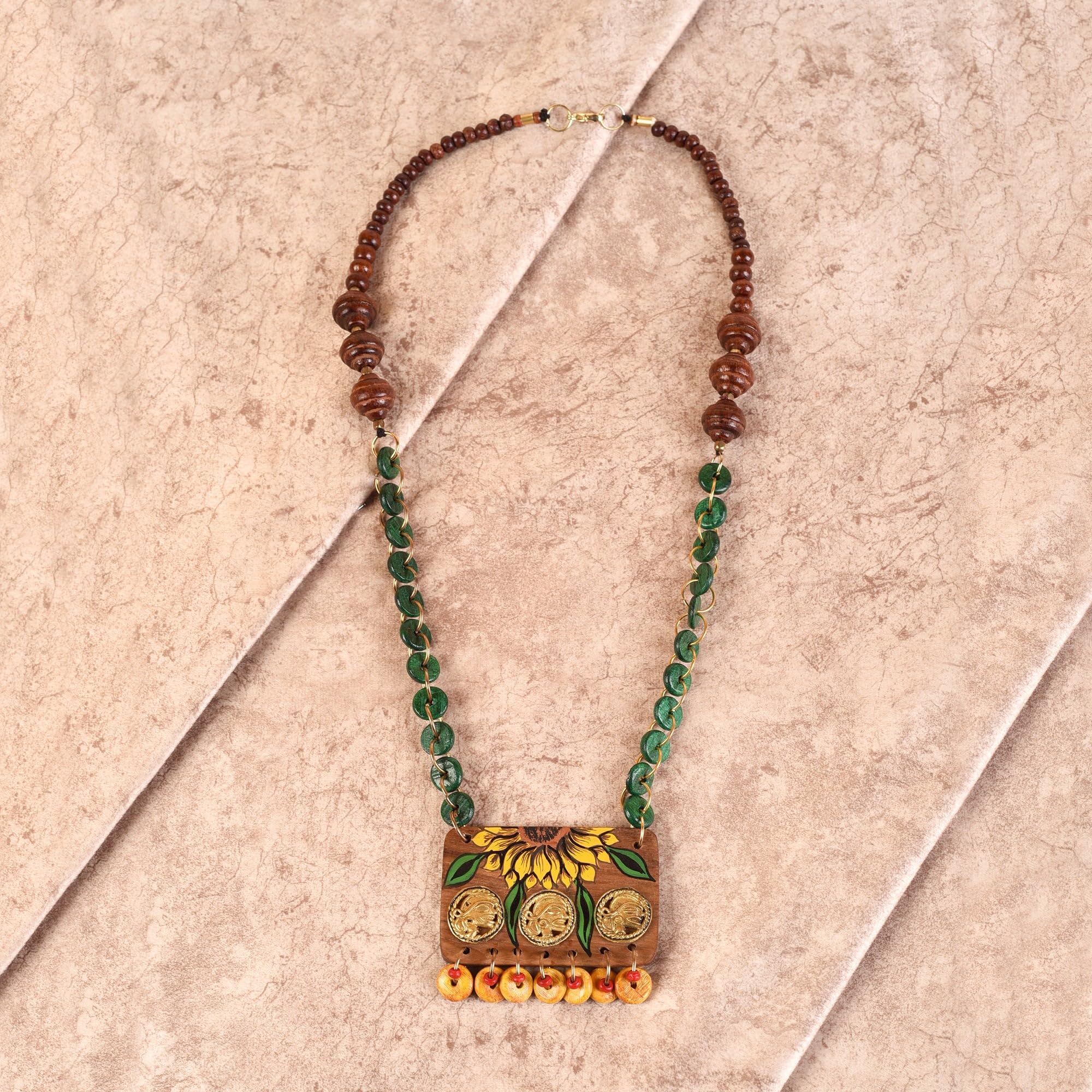 AAKRITI ART CREATIONS Indigo Wanderer Handcrafted Ethnic Necklace for Women | Boho Beaded Pendant | Boho Pendant Necklace for Women | Handmade Jewellery Gift
