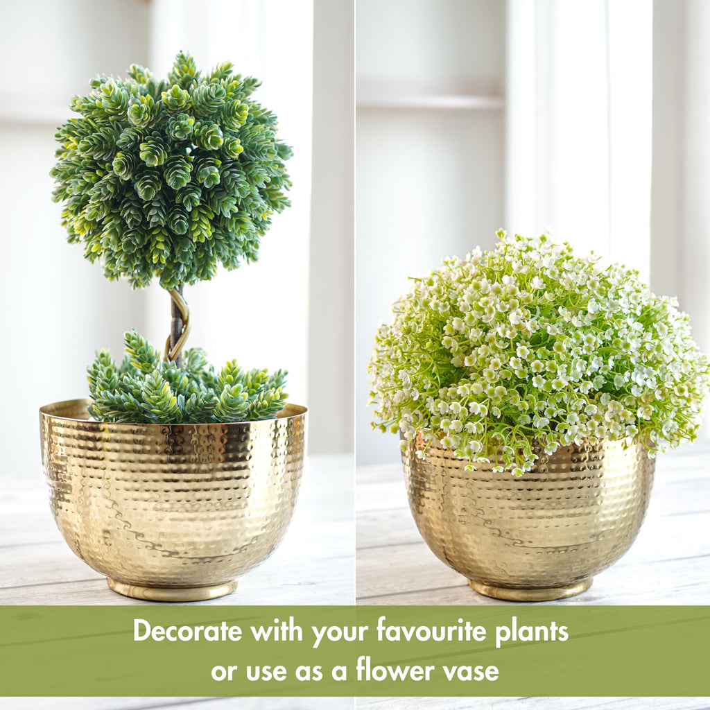 BEHOMA Metal Hammered Golden Bowl Planter
