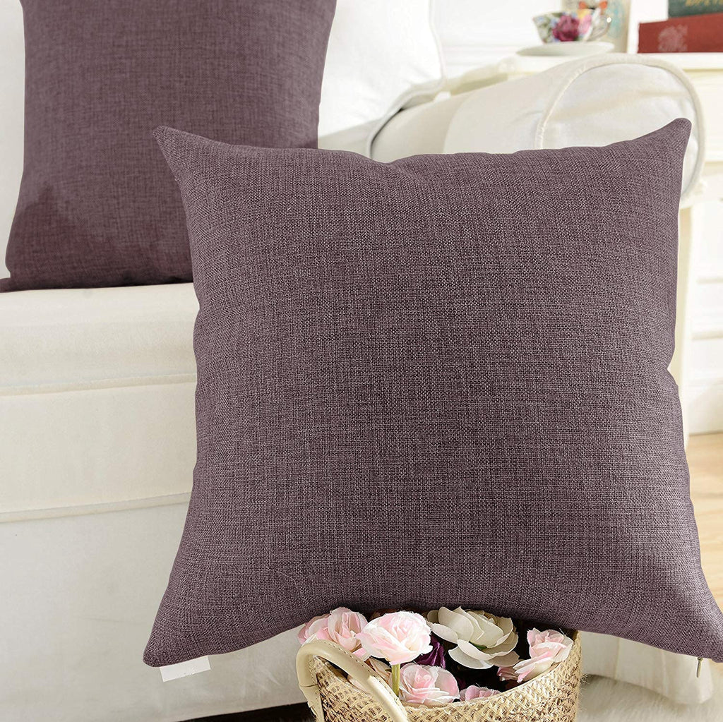 Khooti Decorative Jute Square Cushion Cover Throw Pillow Cover for Living Room Couch Diwan Single Seater Sofa, Modern Boho Medium 14 x 14 Inches / 35 x 35 cm (Colour - Wedge)(Set of 1 piece)