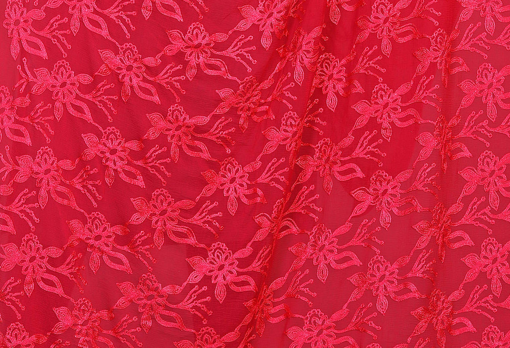 AKSHAR LLC Miss India Women's Chiffon Dupatta with Karachi Embroidery Work (Pink, Free Size)