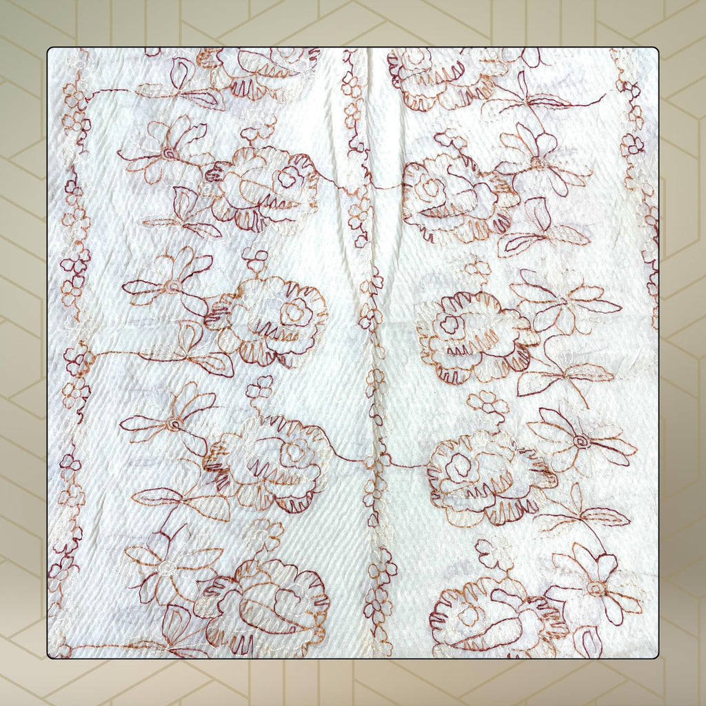FAHABO Scarf Woman Pleated Cotton Scarves with Embroidery and Tassels | Hijab Scarf | Headscarf | Neck Scarf | Stoles | Wraps (Daisy Cream -1)