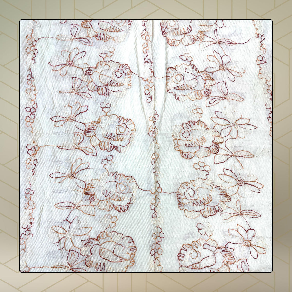 FAHABO Scarf Woman Pleated Cotton Scarves with Embroidery and Tassels | Hijab Scarf | Headscarf | Neck Scarf | Stoles | Wraps (Daisy Cream -1)