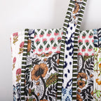 Ravaiyaa - Attitude is everything Patchwork Quilted Casual Tote Bag Women Reversible Shoulder Bag Cotton Carry Bag Multipurpose Casual Tote Bags (White)