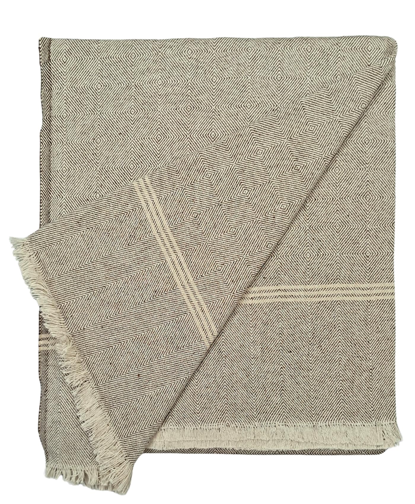 Arvore Bunkaar Plain Pure Handloom Khes - 100% Desi Thick and Heavy Cotton Khes/Summer Blanket/Chadar/Yoga Blanket (Wavy Dark Brown)-100 TC Kafalo