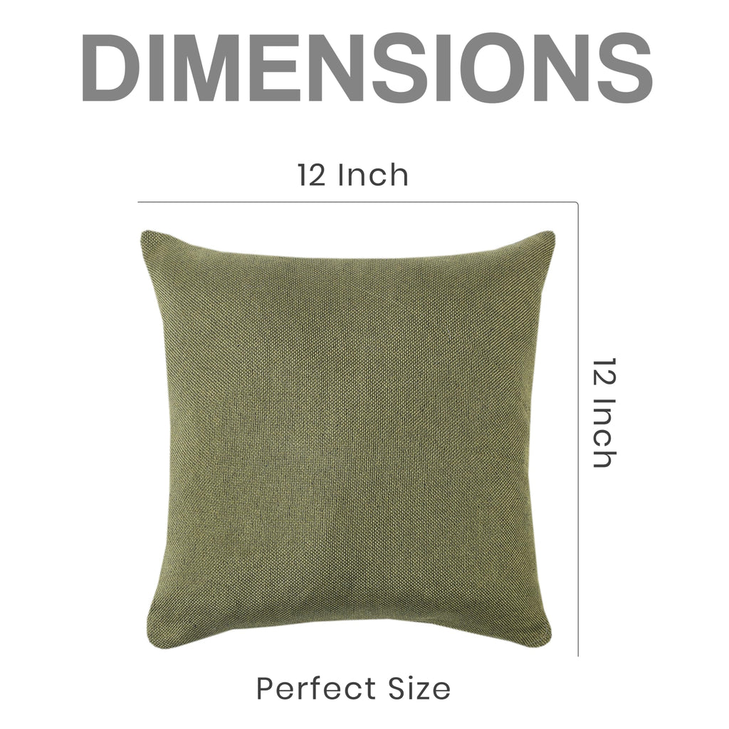 Yellow Weaves Jute Texture Cushion Covers, 12 X 12 Inches, Olive Green, Set of 5