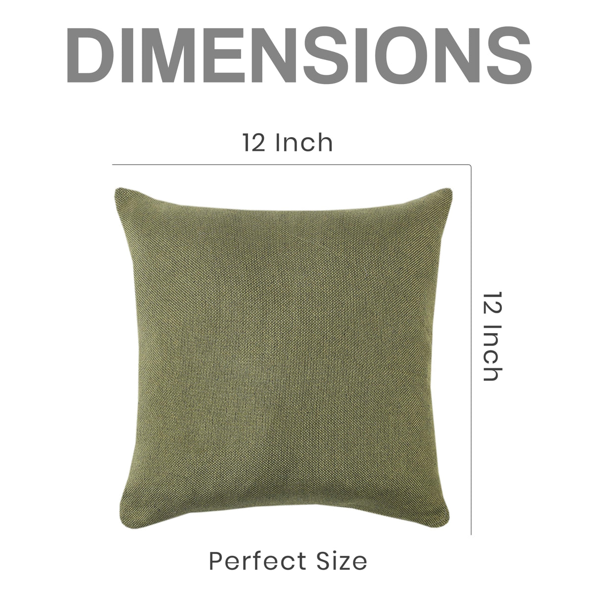Yellow Weaves Jute Texture Cushion Covers, 12 X 12 Inches, Olive Green, Set of 5