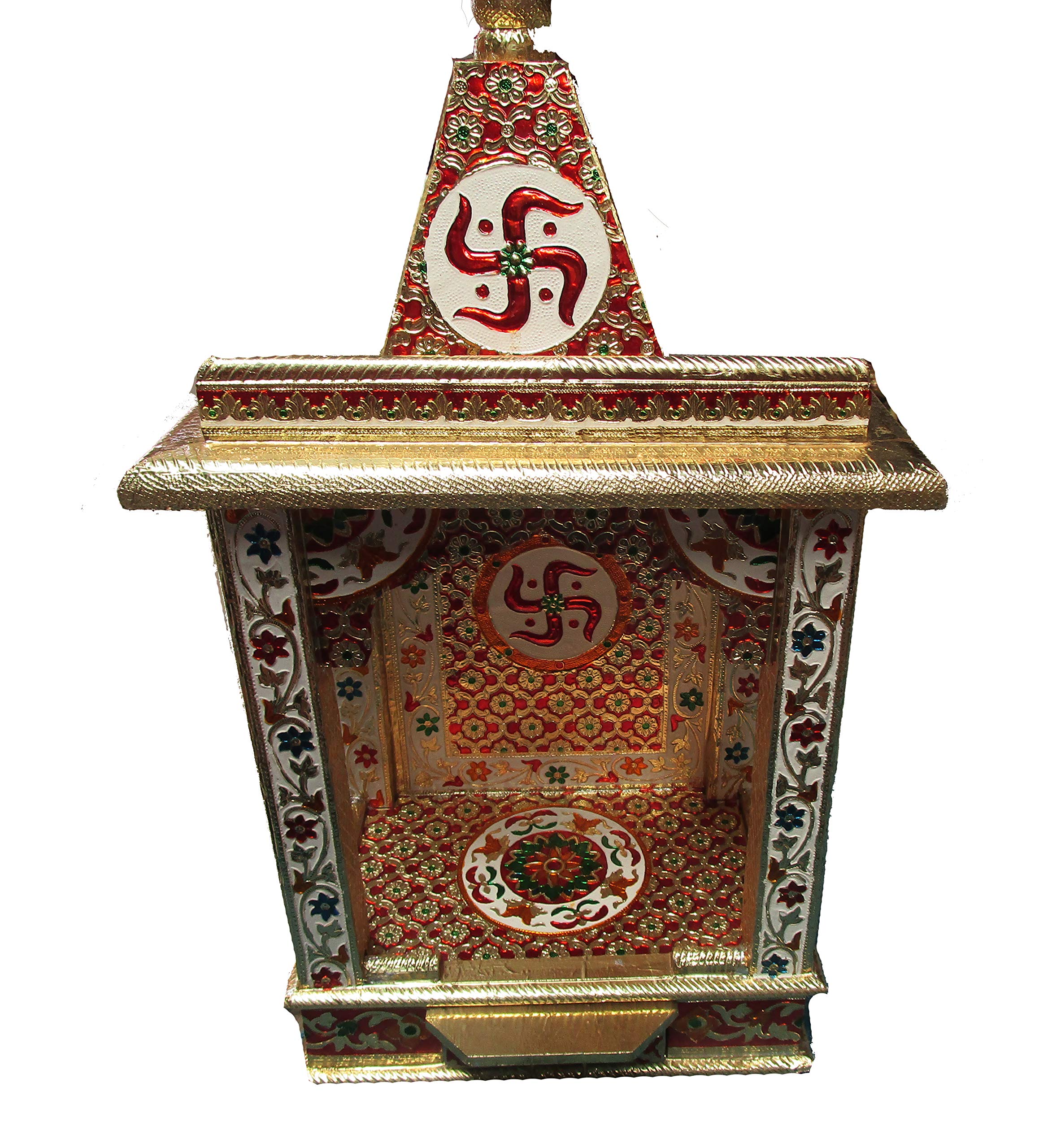 Primium Wooden Meenakari Temple/Home Mandir (14 inch)