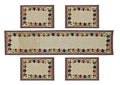 Galaxy Home Decor Washable Cotton Linen Jacquard Fabric Rectangular Dining Table Mats, 4 Pieces with Runner (Multicolor, Hut Design Mat 13x18 inches and Runner 13x54 inches) Kafalo