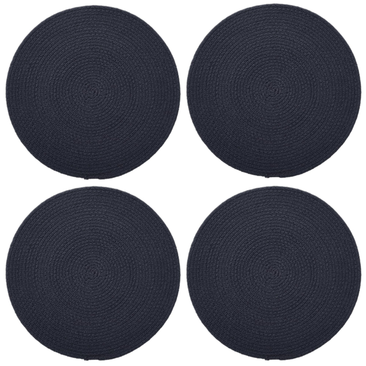Encasa XO Round Ribbed Cotton Dining Table Mats, Heat Resistant Dark Blue Kafalo
