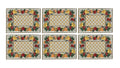 Galaxy Home Decor Dining Table 6 Table Mats ( Mat 13x18 inches ) Washable Cotton Linen Mat Jacquard Fabric, Multicolor (Fruits Design, 6 Mats) Kafalo