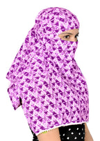 DEEPNYRA - LIVING STYLE Sun Protection Face Cover Cotton Printed Scarf Mask Head Wrap Bandana For Women and Girls Hijab Dupatta Double Layer Head Neck Face Hair Safety All Day Wear Scarf (Purple)