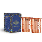 INDIAN ART VILLA Copper Glass Tumbler, Drinkware, 275 ML Each, Set of 2