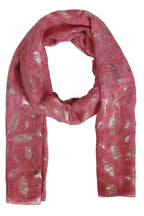 FabSeasons Casual Pinkish Red Cotton Solid Scarf with Feathers Design Zari, Scarves, Stole, Duppatta & Shawl for Women & Girls for Summer & Winters, Size - 80 * 180 cms