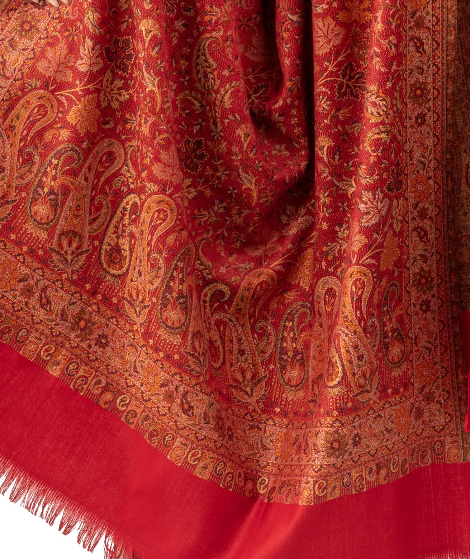 Naureen Women Faux Pashmina Kashmiri Jamawar Shawl, Warm and Soft, 40x80 inch (Maroon)
