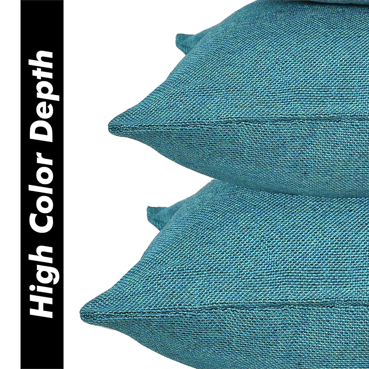 Yellow Weaves Jute Texture 250 TC Cushion Covers, 12 X 12 Inches, Blue, Set Of 5