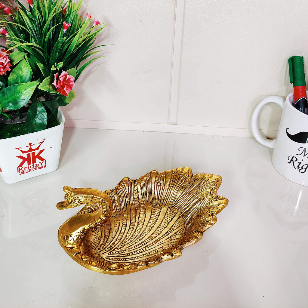 KridayKraft Decorative Golden Metal Duck Bowl – Elegant Duck-Shaped Dry Fruit Serving Tray for Table Display, Festive Centerpiece & Stylish Home Décor Accent