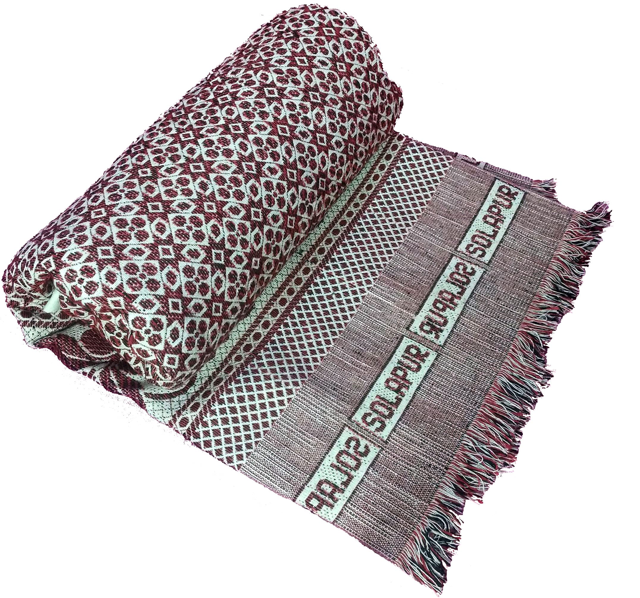 Cotonine Cotton, Single Size, Solapur Chaddar Blanket for Daily use, Red Color, Pack of 1 Kafalo