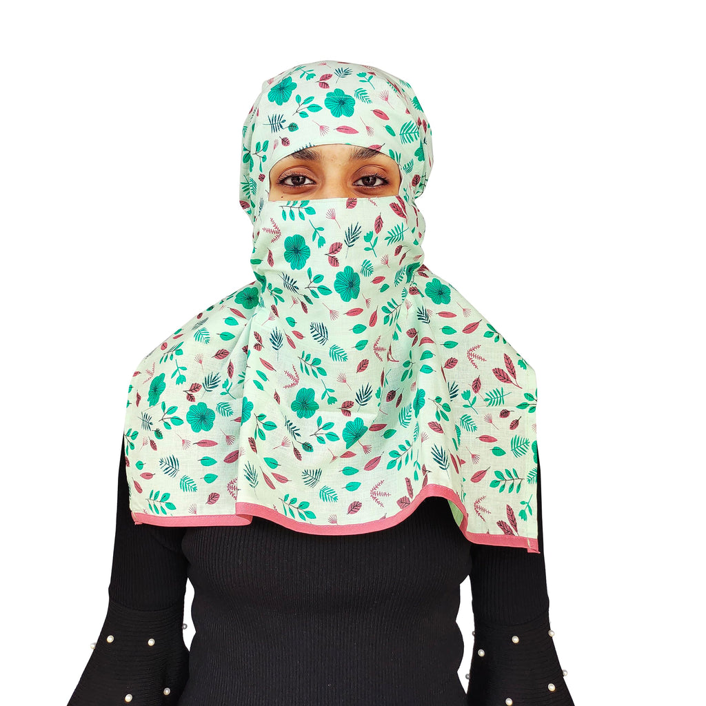 Switchon Export quality Cotton Innovative scarf with closer Hook and Loop Tape- Multi (Light Green)