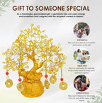 Crocon Citrine Crystal Tree of Life – Feng Shui Money Tree with 6 Coins & Potli Base – Reiki Healing Bonsai Tree for Wealth & Abundance – Crystal Tree for Positive Energy & Home Decor