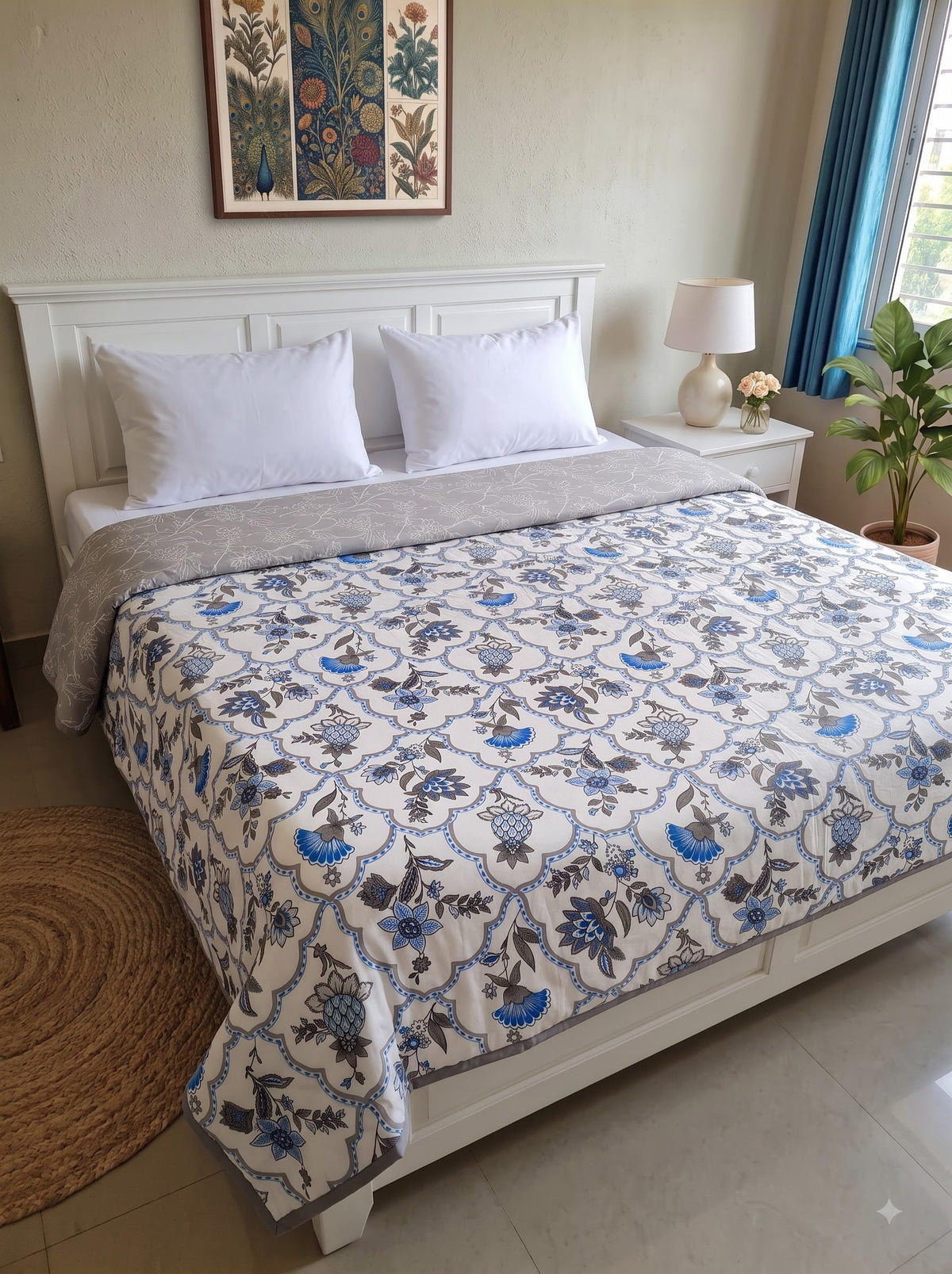 Mafatlal Sparsh Dohar Double Bed, 150 GSM Pure Cotton Malmal, Reversible AC Blanket, Soft & Breathable Cotton Blanket for Summer, Monsoon & Winter, 210 x 240 cm, Kafalo